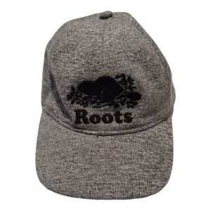 Roots Kids Adjustable Hat Baseball Cap Printed Logo‎ Beaver Black Grey Youth S/M